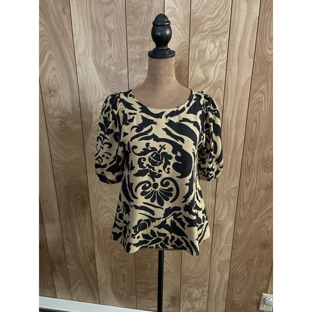 Ann‎ Taylor Loft Brown Paisley Floral Blouse Shirt Top Size XS